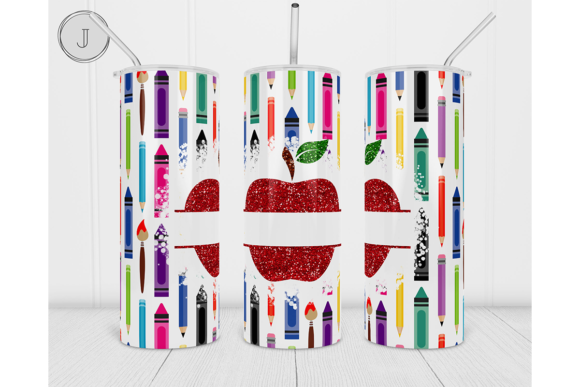 20oz Back to School Tumbler Apple Crayon: A Creative Digital Design for Customization