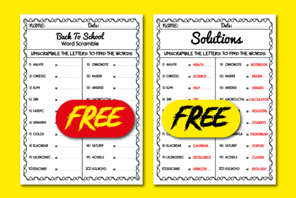 Back to School Word Scramble Puzzle Book