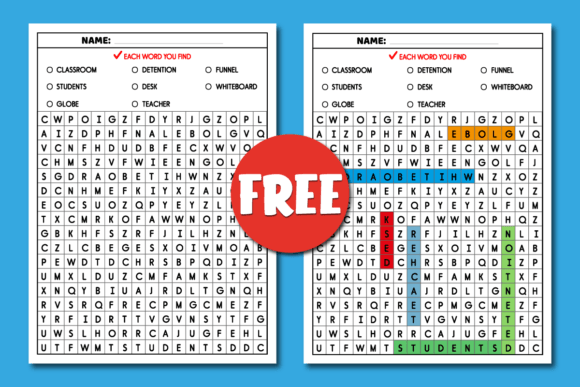 Back to School Word Search Puzzle Free